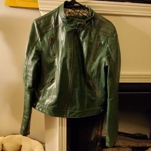 Black Rivet faux Leather green jacket sz XL